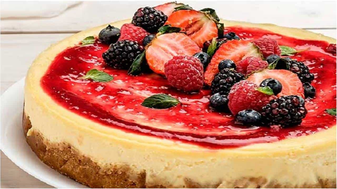 Cheesecake de frutas vermelhas sem forno