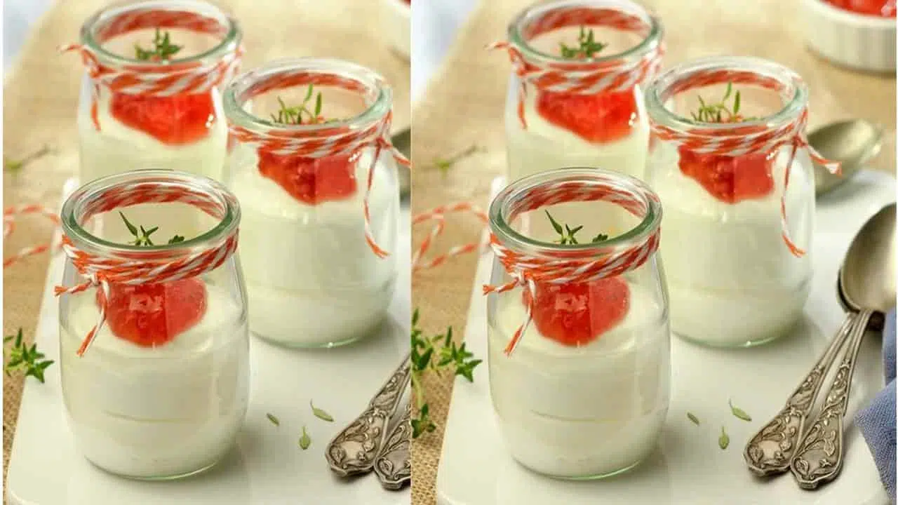 Sobremesa de cream cheese e geleia de tomate