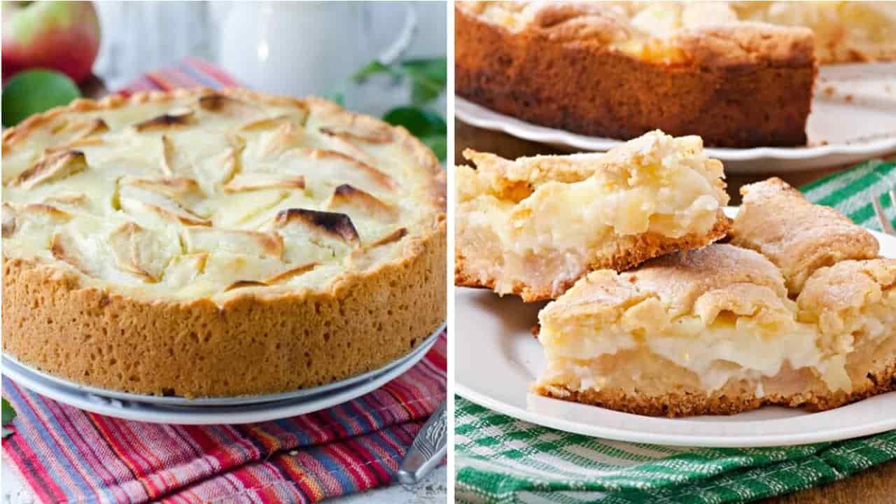 Torta de maçã e creme de confeiteiro sem manteiga e sem óleo