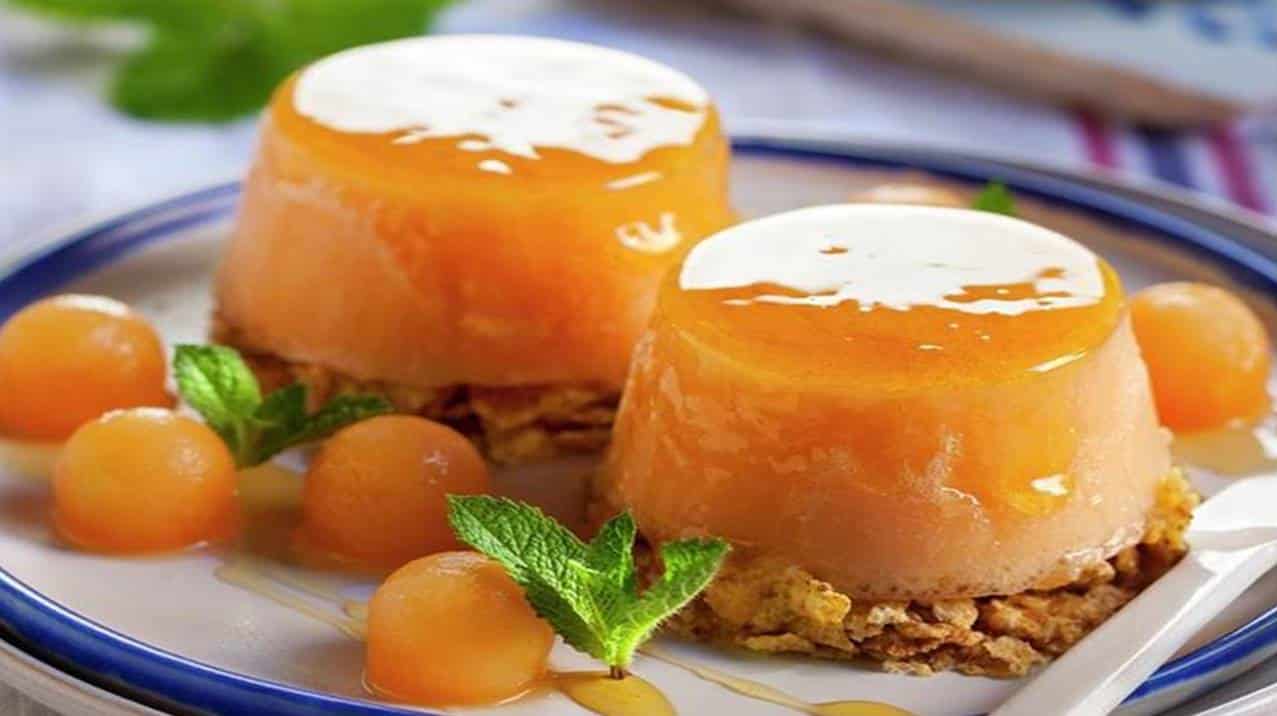 Flan de melão com cereais