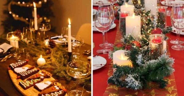 -Mixing pine nuts, candles and pine branches with white backgrounds will give a delicate touch to our Christmas table: