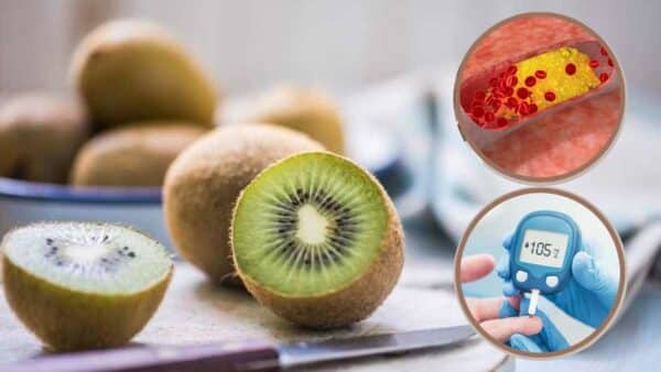 What happens to cholesterol and blood sugar when you eat kiwi?