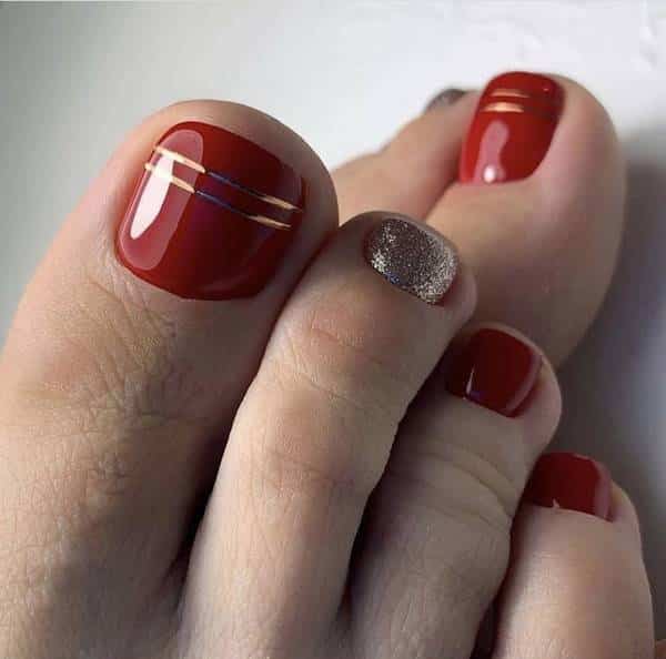 unhas em vermelho e dourado ideias modelos