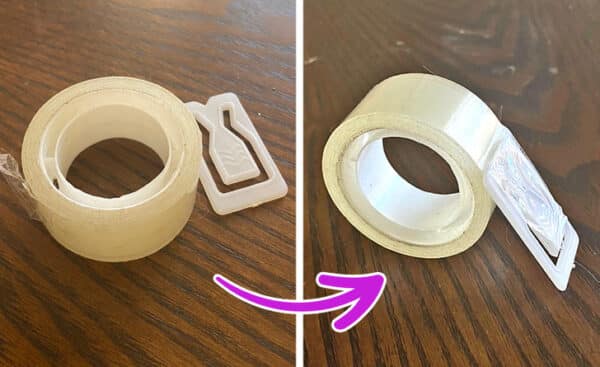 3. Use um plástico para marcar a fita adesiva