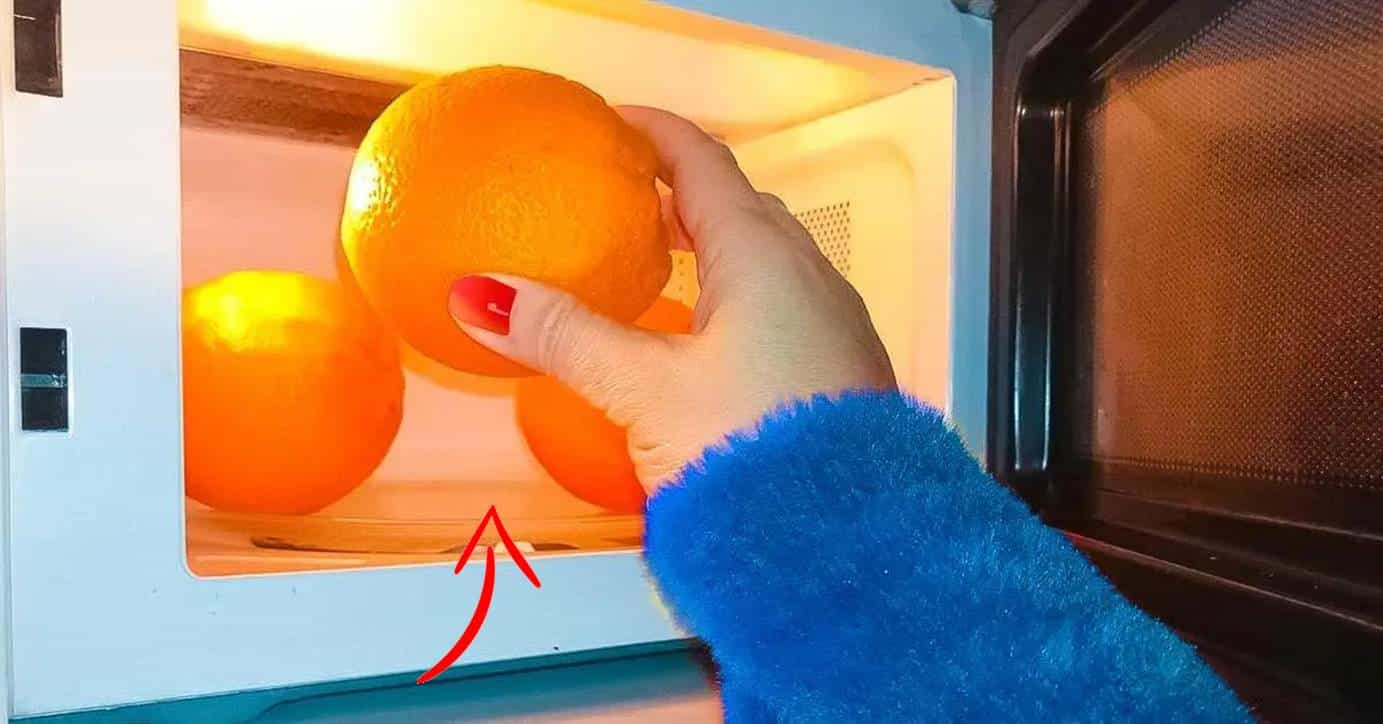 descascar laranja usando um micro-ondas
