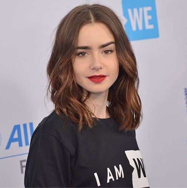 long bob lily collins 