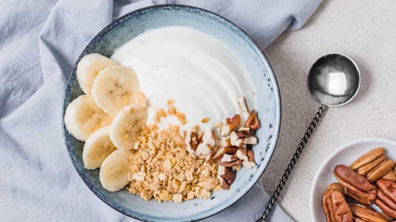 Fiz esta receita de iogurte grego com banana bastante cremoso