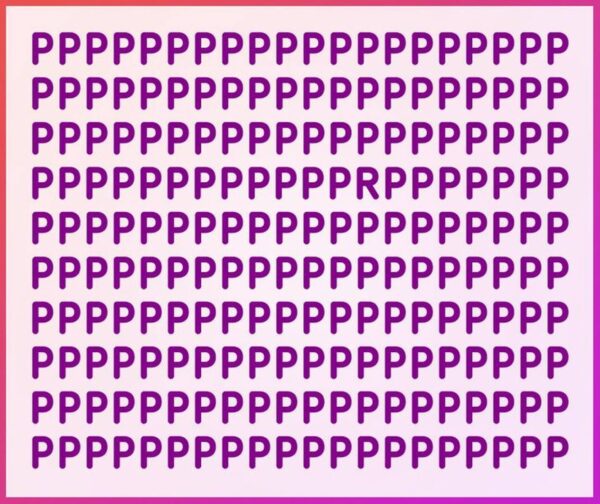 Teste Visual: Você consegue encontrar a letra diferente de P dentro da imagem em 50 segundos?