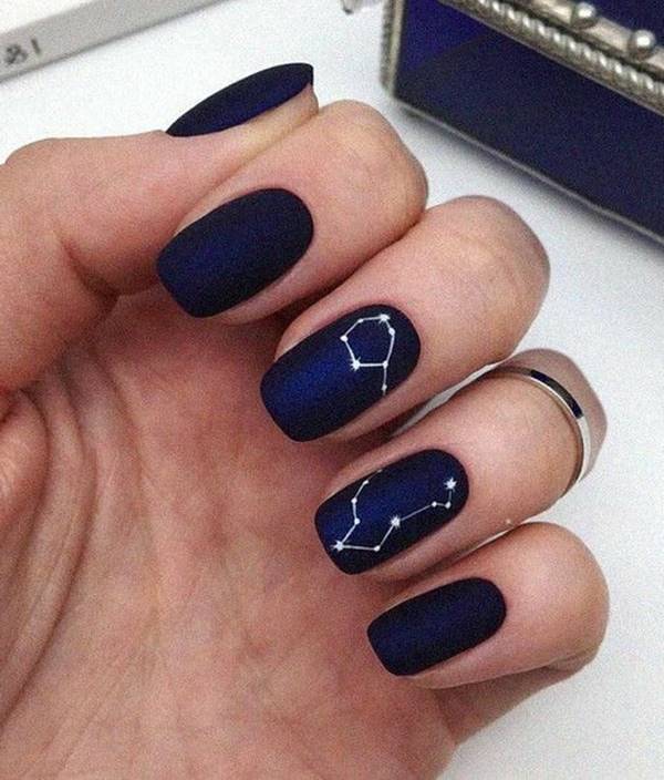 Unhas Azul Marinho constelaçoes