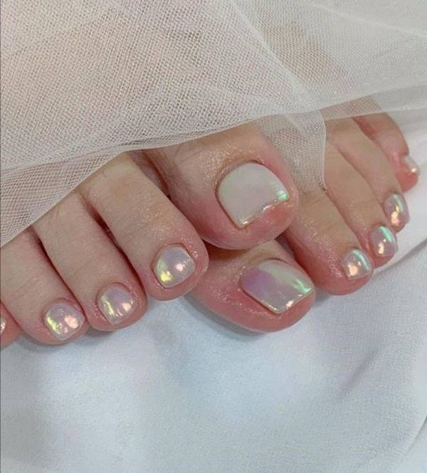 Unhas peroladas pedicure