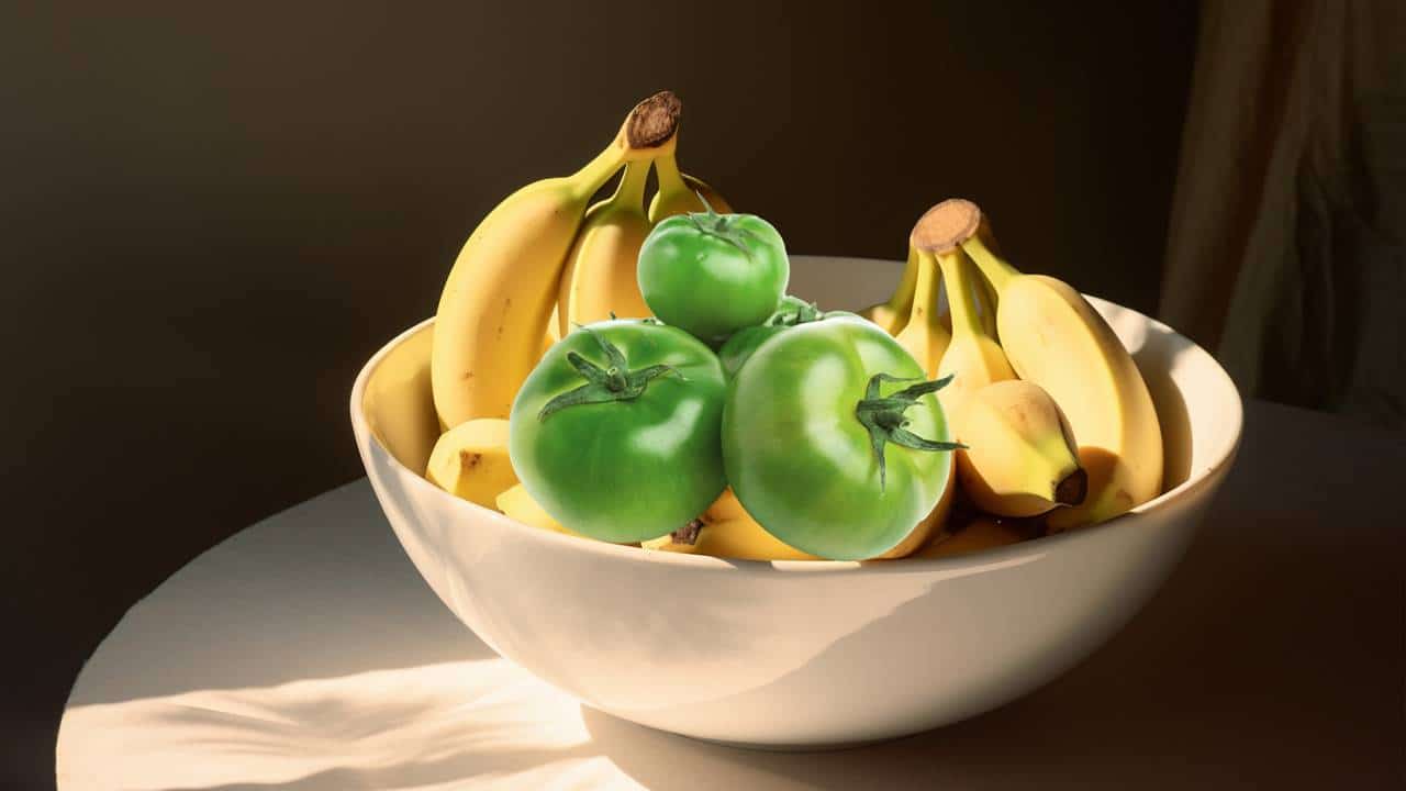 Por que você deve colocar uma banana ao lado de tomates verdes?