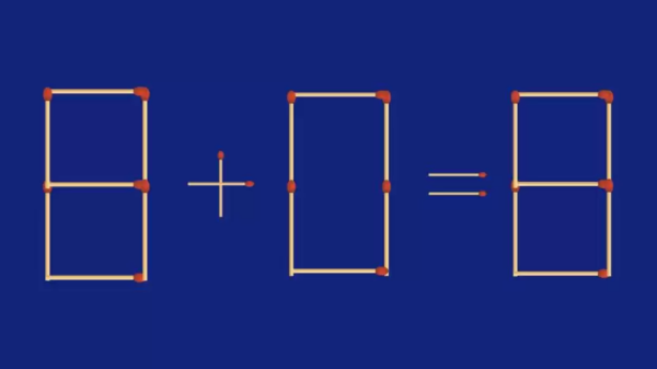 Desafio Lógico: Adicione 1 fósforo para corrigir a equação 6+0=8