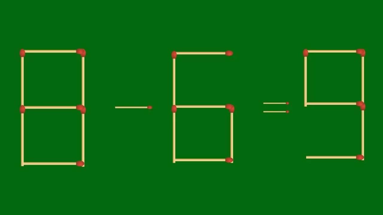Quebra-cabeça matemático: remova 2 palitos para corrigir a equação