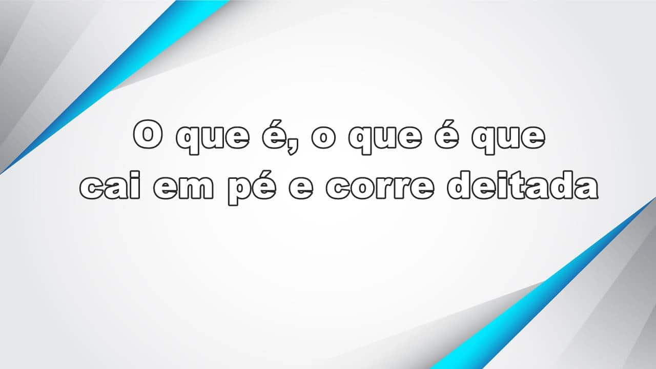 Novo Teste: O que é, o que é que cai em pé e corre deitada?