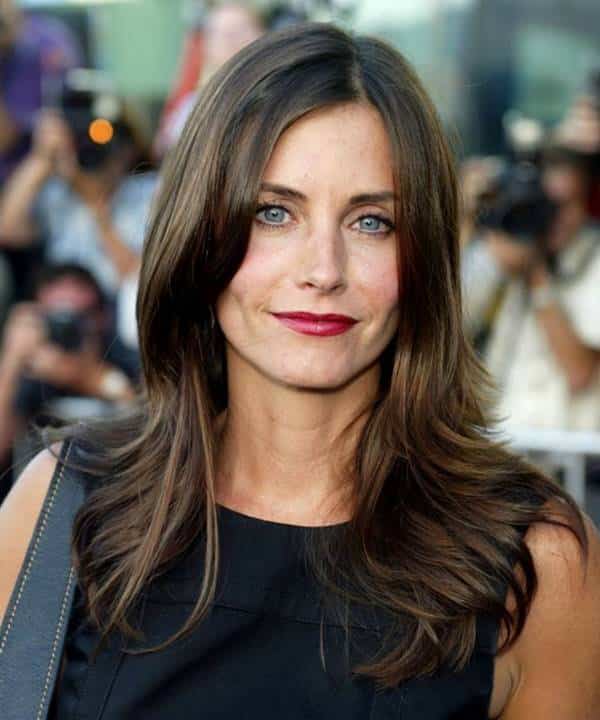 Courteney Cox cabelo com franja longa corte de cabelo