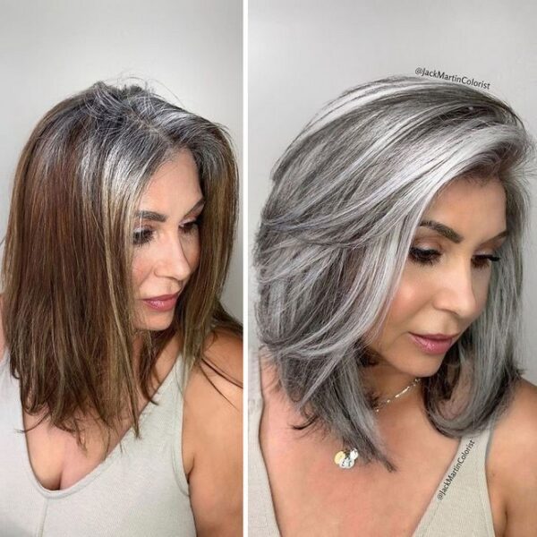 cabeleireiro mulheres pintarem os cabelos grisalhos