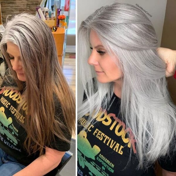 cabeleireiro mulheres pintarem os cabelos grisalhos