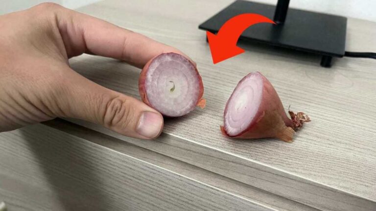 cebola aberta na mesinha da cabeceira