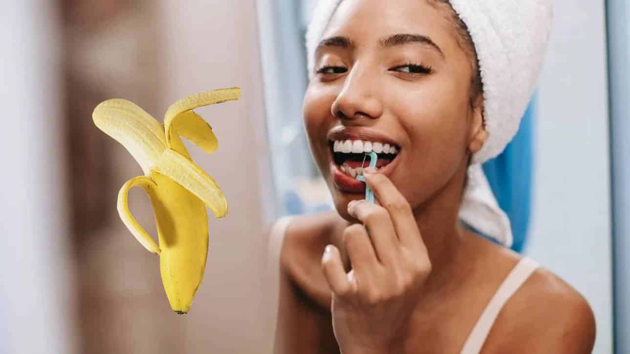 Limpe os dentes com casca de banana
