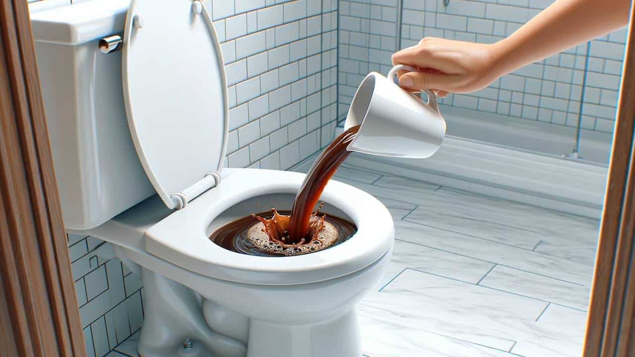 xícara de café no vaso sanitário e prepare-se