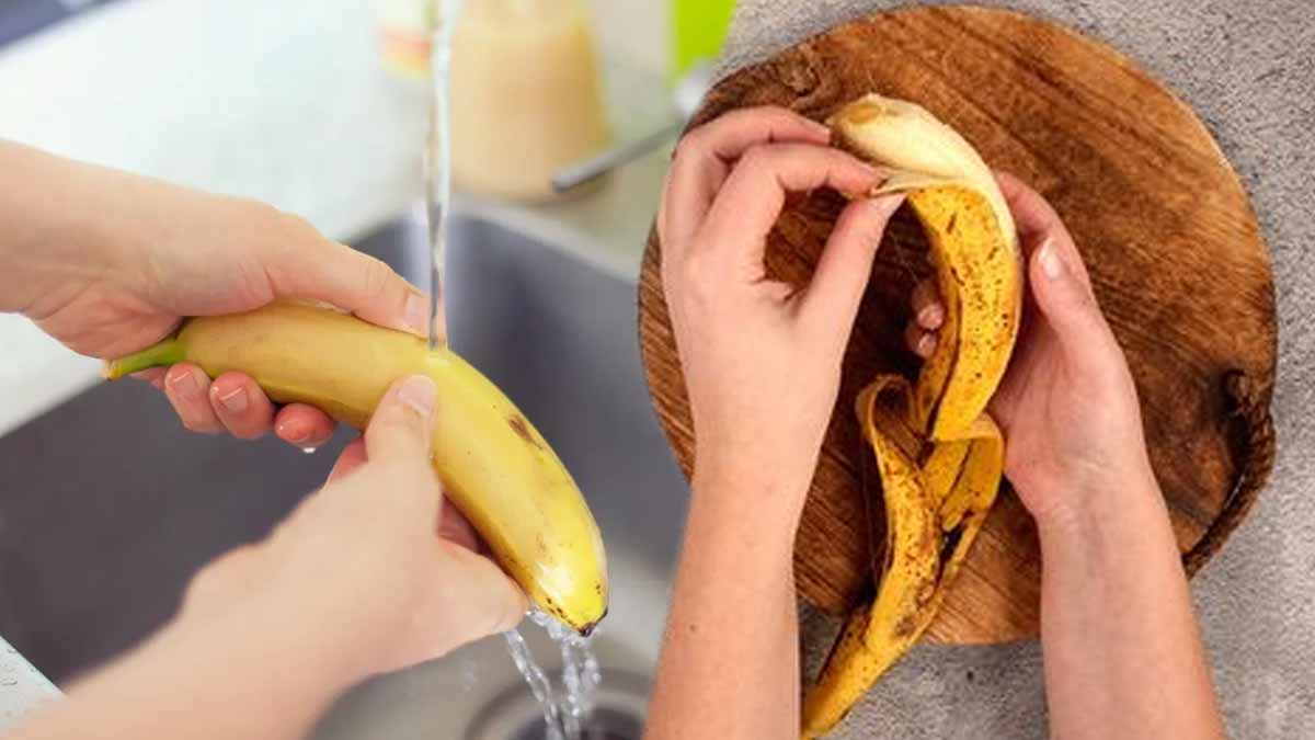 lavar as bananas antes de descascá-las