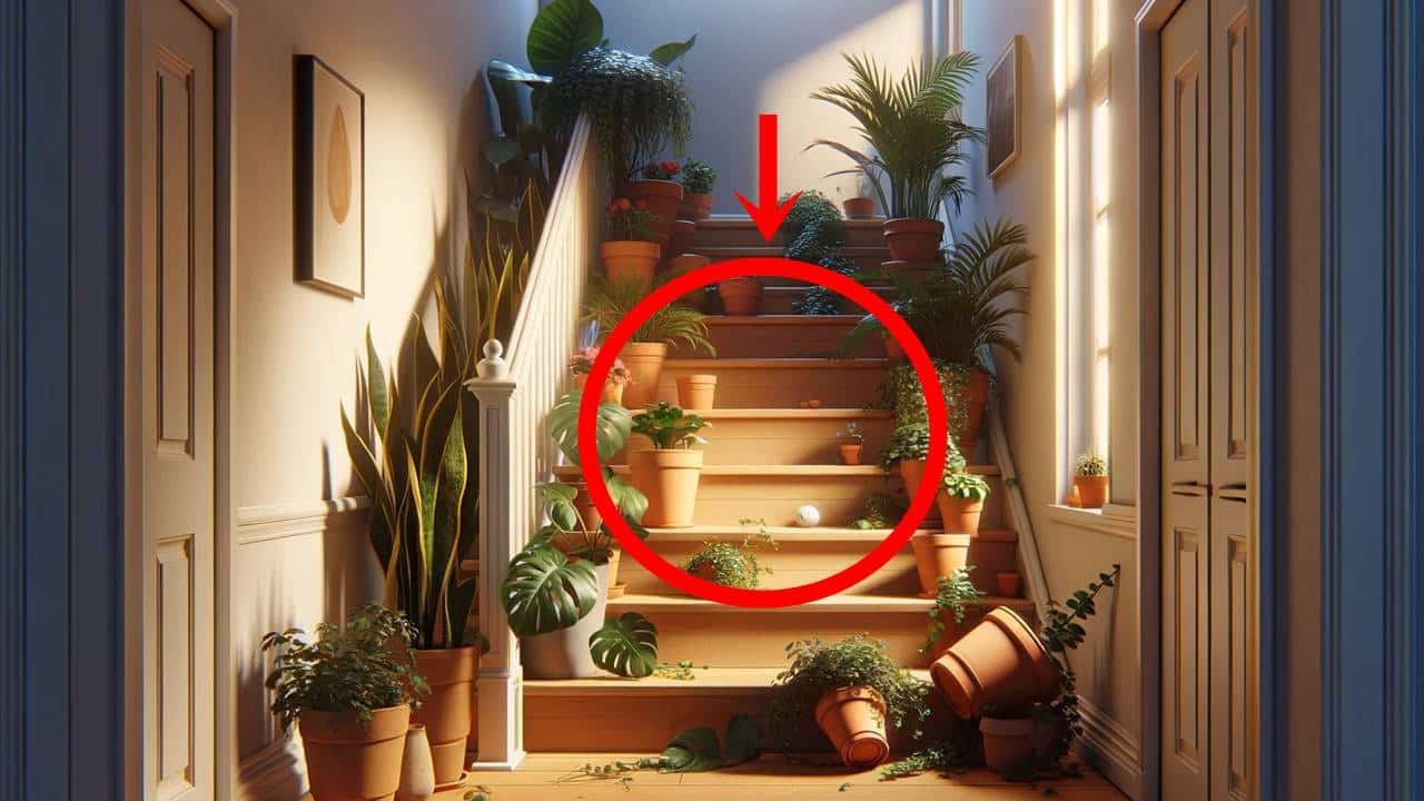 não deve colocar plantas nas escadas da sua casa