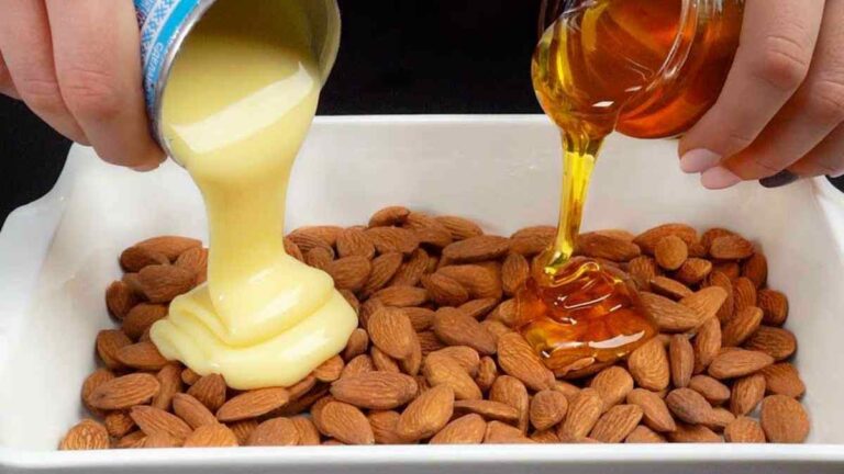 amêndoas com leite condensado e mel