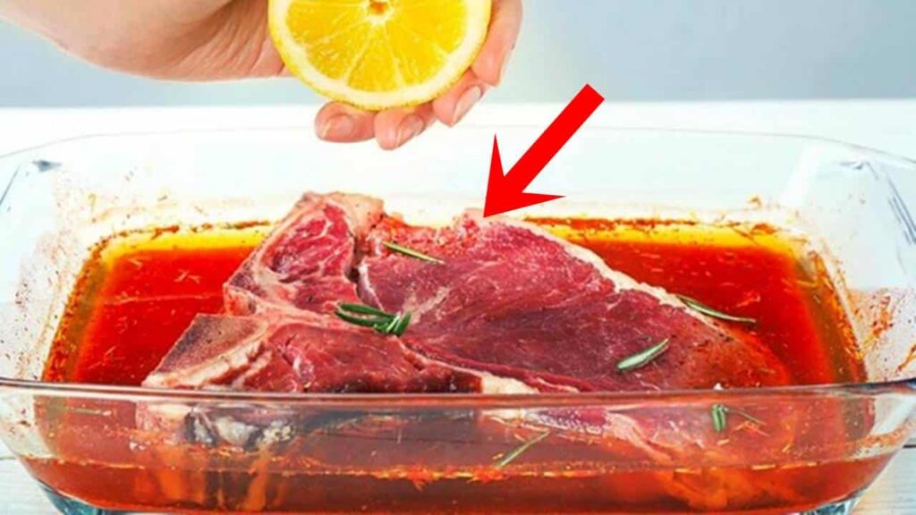 à marinada para deixar a carne