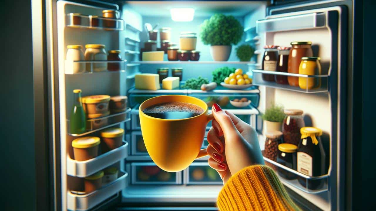 xícara de café na geladeira?