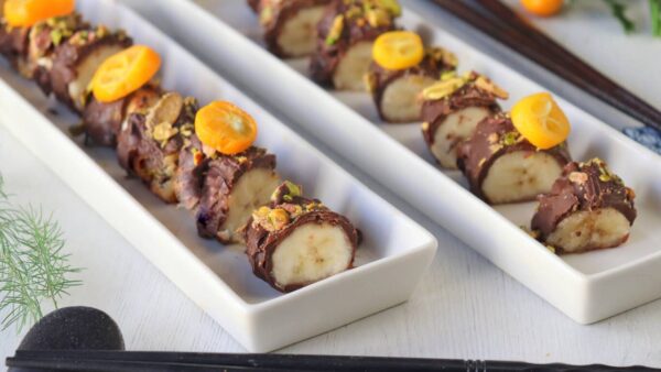 Receita de sushi de banana e chocolate - uma sobremesa irresistível