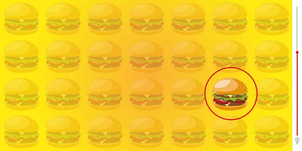 Desafio: Onde está o hambúrguer diferente?