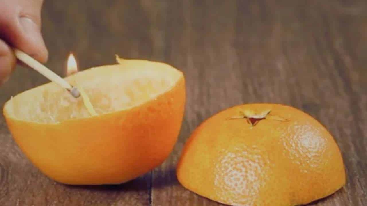 Queimar casca de tangerina para sorte
