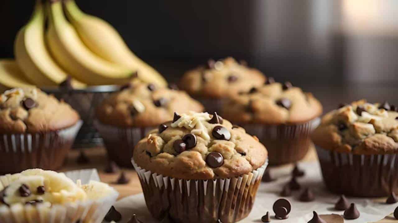 Aproveite as bananas maduras para fazer esses muffins de chocolate