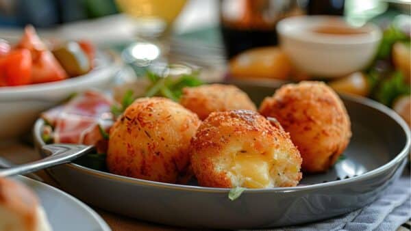 croquetes de batata com presunto e queijo