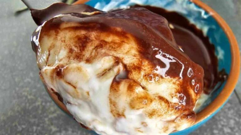Sobremesa cremosa e saudável Chocolate e iogurte