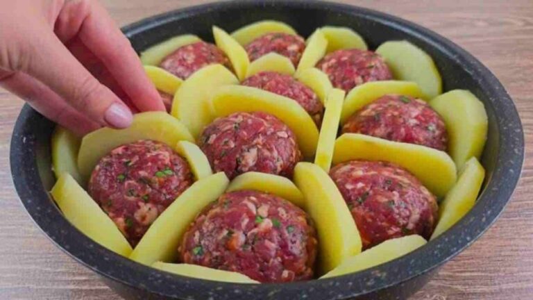 almôndegas de carne e batata