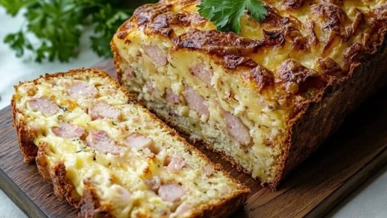 Pão de forno de queijo e presunto