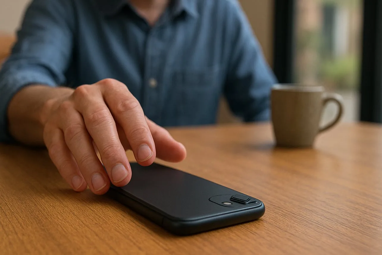 Por que você deve colocar o celular voltado para baixo na mesa?