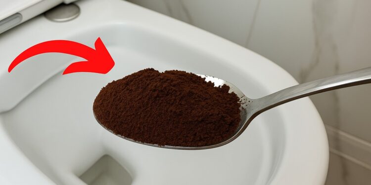 Jogue um punhado no vaso sanitário