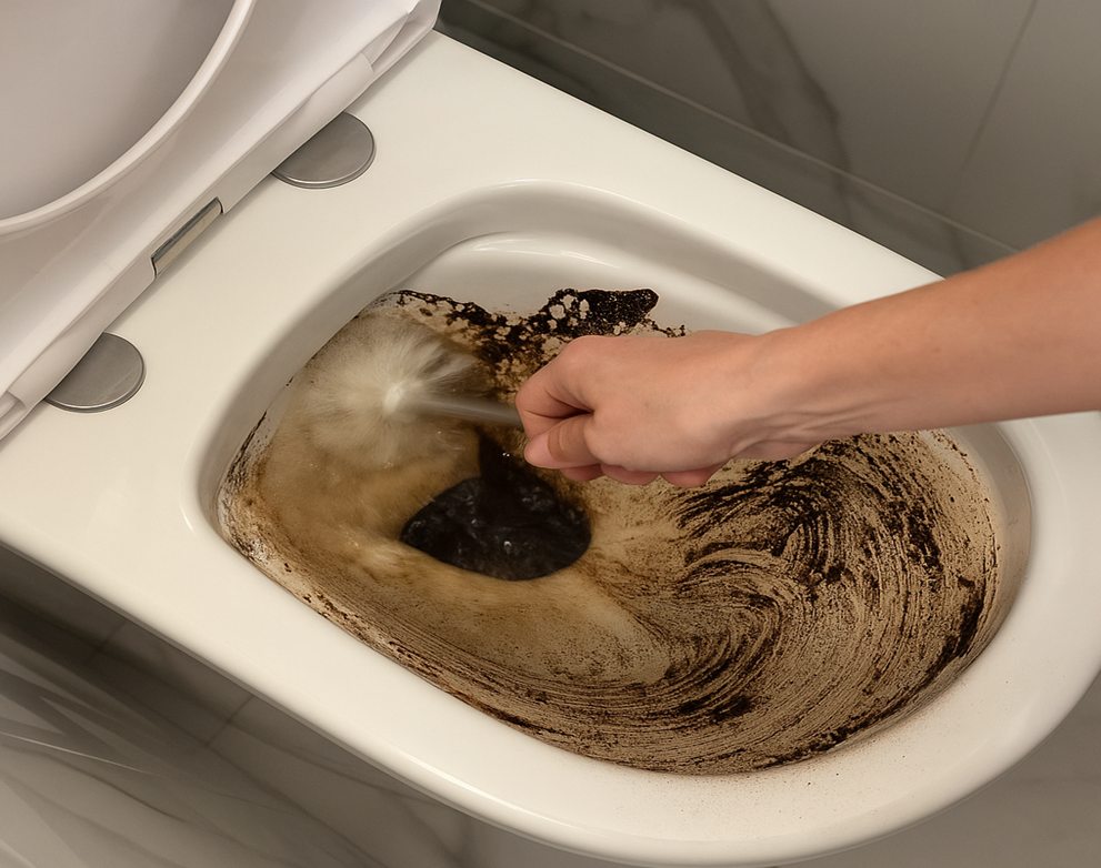 Jogue um punhado no vaso sanitário 