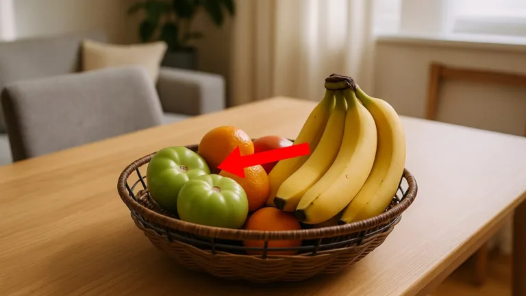 colocar 1 banana ao lado de tomates verdes