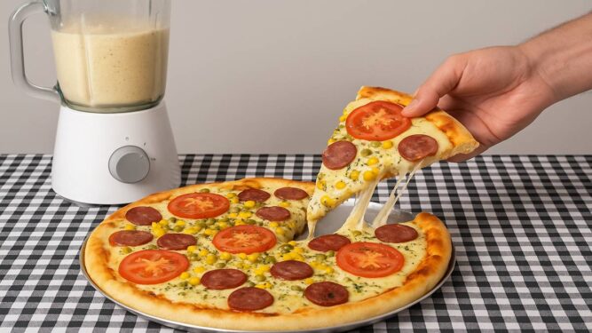 A Pizza de Liquidificador que viralizou na internet é fácil e leva poucos ingredeintes A Pizza de Liquidificador que viralizou