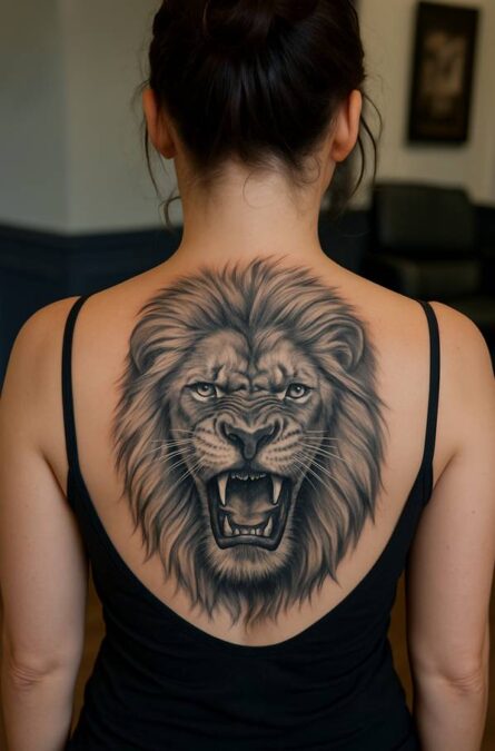 Poder felino: a tatuagem de cabeça de leão
