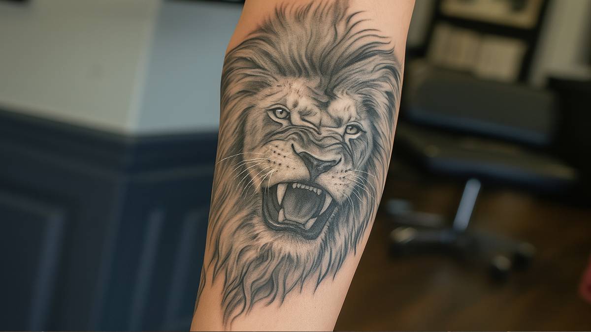 Poder felino: a tatuagem de cabeça de leão